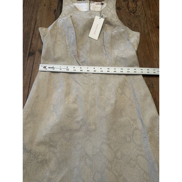 NWT Rebecca Taylor Size 8 100% Pig Leather Python Print Dress Cream Party - Picture 13 of 16